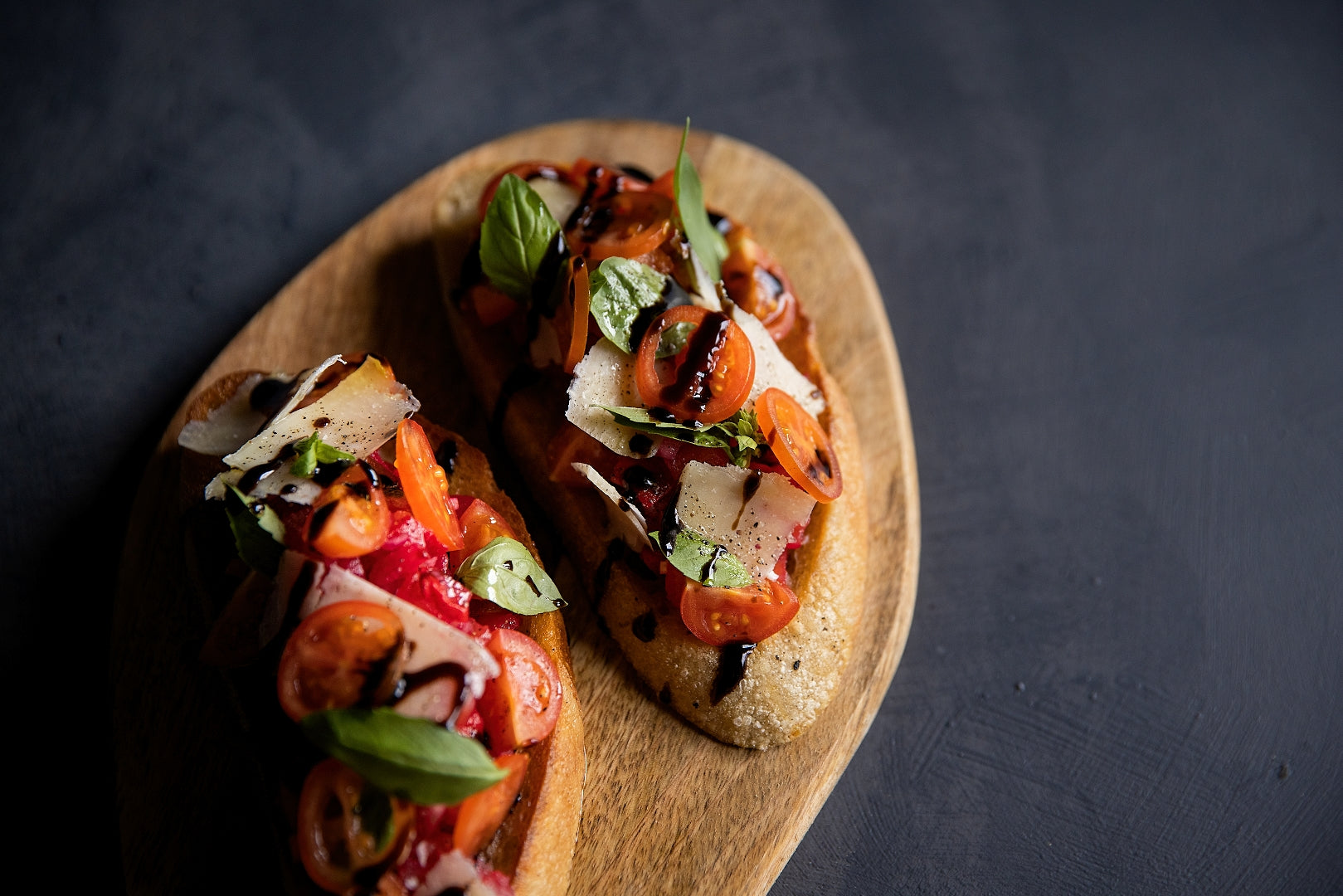 TOMATO BRUSCHETTA ON COUNTRY WHITE SOURDOUGH